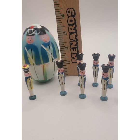 VINTAGE Polish Nutcracker Soldier Nesting Egg 9Wooden Soldiers, Holiday, Toy - Picture 2 of 10